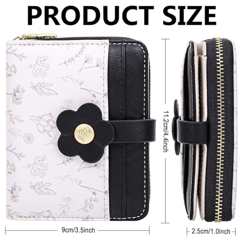 Image of Farcauo Cute Floral Womens Wallet Small Wallets for Women Thin Black Women's Wallet Kawaii Flower Card Wallets for Women Ladies