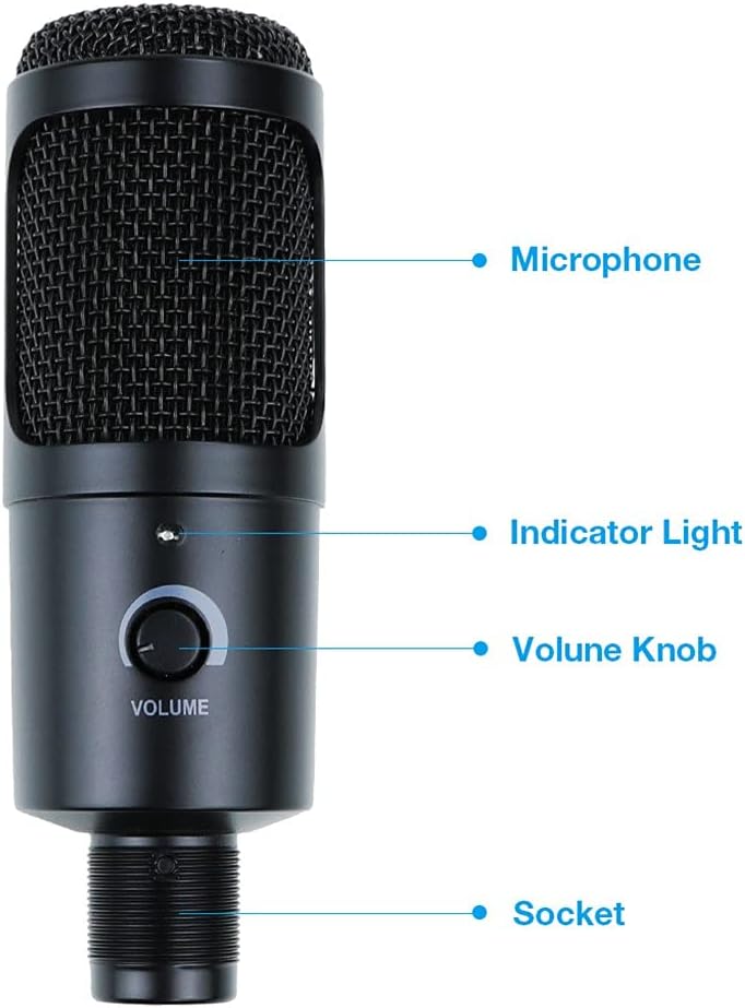 Professional USB Microphone Condenser Studio Microphones for Computer Laptop Recording Singing Gaming Streaming
