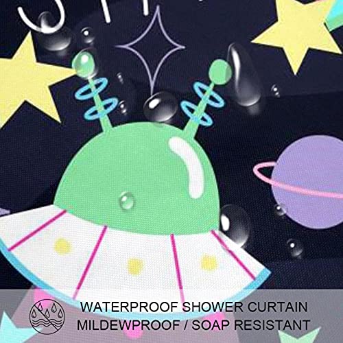 Rideau de douche impermeable motif spatial pour eviter eau sur le sol