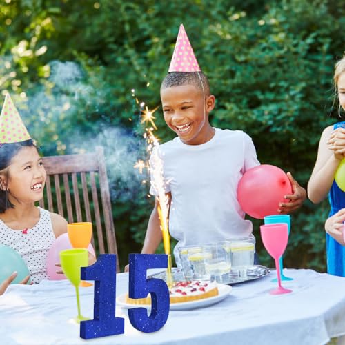 Chiffre 5 bleu à paillettes TONIFUL : la solution pour une table d'anniversaire réussie - 5