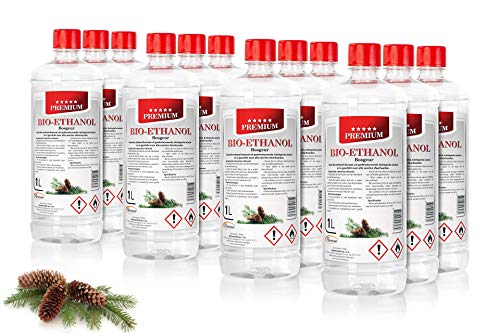 Finesse Bioéthanol - Senteur Boisées - Bouteille de 1L x12 -Ethanol Liquide pour Cheminée Éthanol- Cheminée Murale- Cheminée de Table à l’Éthanol Qualité Certifiée