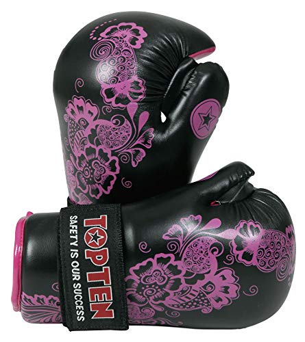 Gants de boxe femme TopTen Pointfighter Flowers M pour protéger vos mains avec style