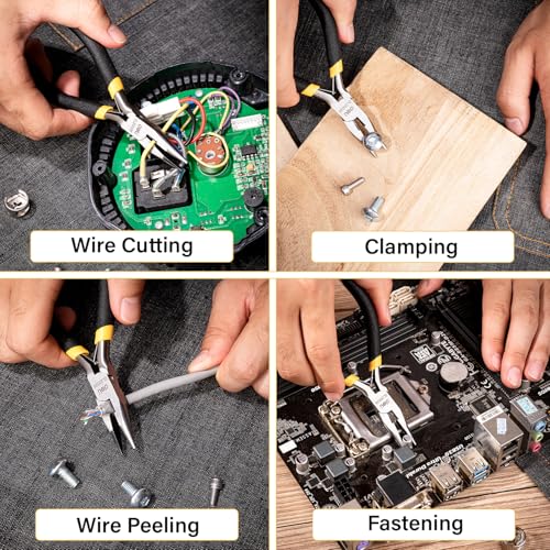 Image of Deli DL20026 5 inch Long Nose Pliers with Insulation to AC for Cutting & Gripping Wires High Strength Construction Shockproof Ergonomic Grip (1 Pc)