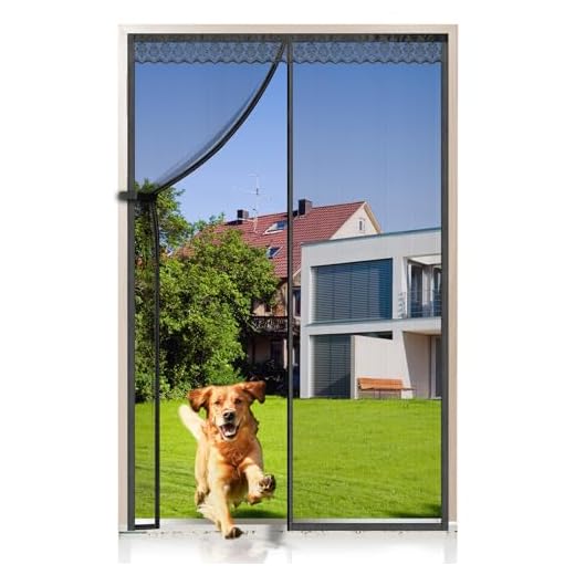 Magnetisk glasfiberdörr, anti-myggnät fluggardin med hel ram krok och ögla lätt att installera glasfiber nätgardin anti-mygg (90 x 210 cm, svart)
