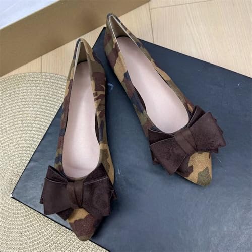 Image of TN TANGNEST Women's Flats Comfortable Dressy Slip On | Pointed Toe Bow Ballet Shoes, Business Casual Office Flats, Suede Flat Shoes