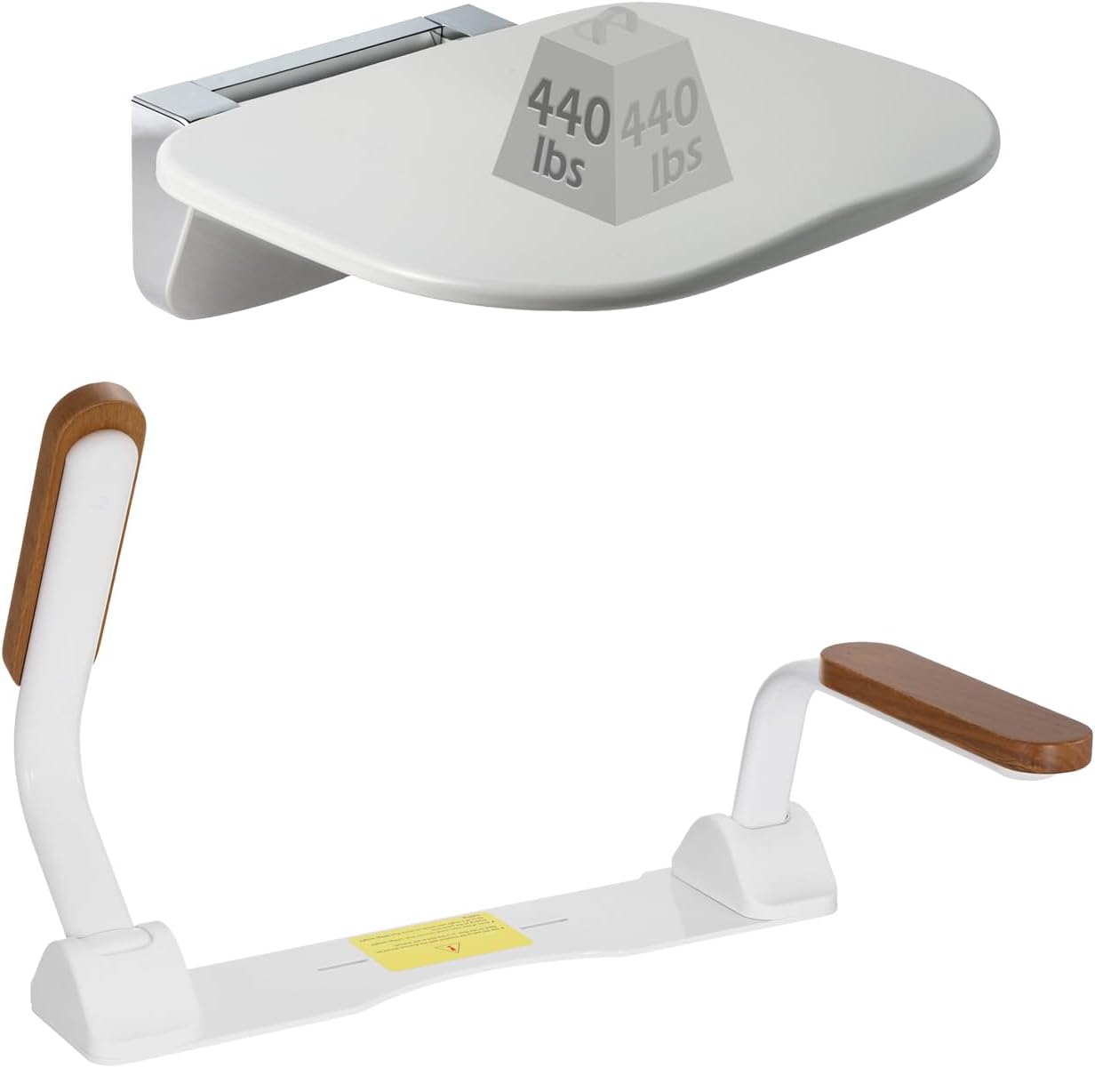 Dyna-Living 440 lbs Load-Bearing Fold Down Shower Seat for Inside Shower & 480lbs Load-Bearing Toilet Safety Rails