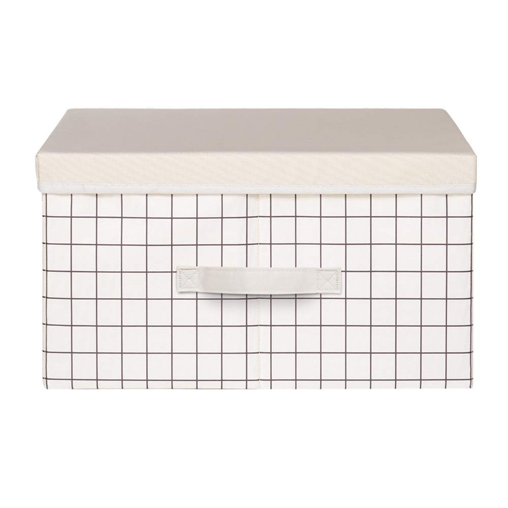 ETRGFTHU Storage Box Fabric Box Wardrobe Storage Box Clothes Storage Box Household Folding Box Washable Odorless(Light gray grid,45x35x25cm)