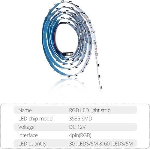 Miniatura 5 de Fengyan - Luces de paisaje de 16.4 ft DC12 V RGB LED tira tira de luz LED 3535 RGB cinta LED colorida flexible de neón cinta de diodo cinta de