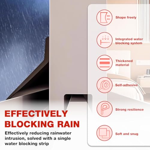 Image of HASTHIP 2m /79inch Rain Water Stopper for Door - Window Sill Water Stopper Barrier Self Adhesive Rubber Over Door and Window Drip Cap Rain Deflector for Reliable Rains Blocking Protection