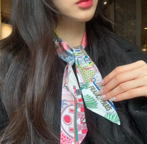 Various Pattern Options, 100% Silky Polyester Skinny Neck Scarf, Hair Ribbon, Handbag Handle Wrap, Wrist & Headband Accessory2