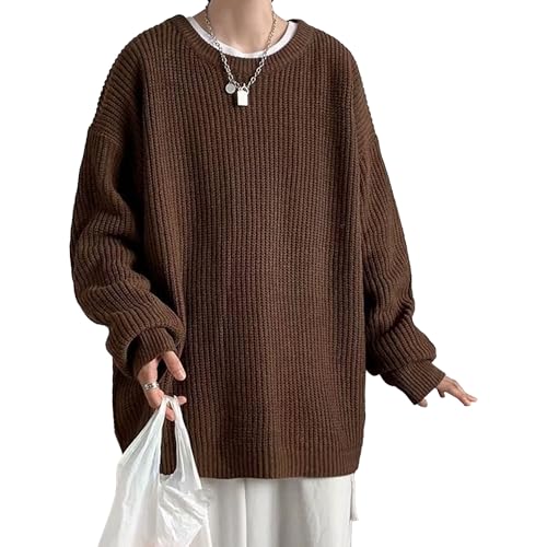 Men's Oversized Crewneck Knitted Sweater Classic Elasticity Sweaters Casual Soft Pullover Streetwear Tops - Main Image