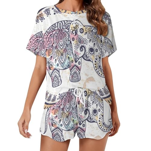 Pyjama femme manches courtes contre la chaleur nocturne ete