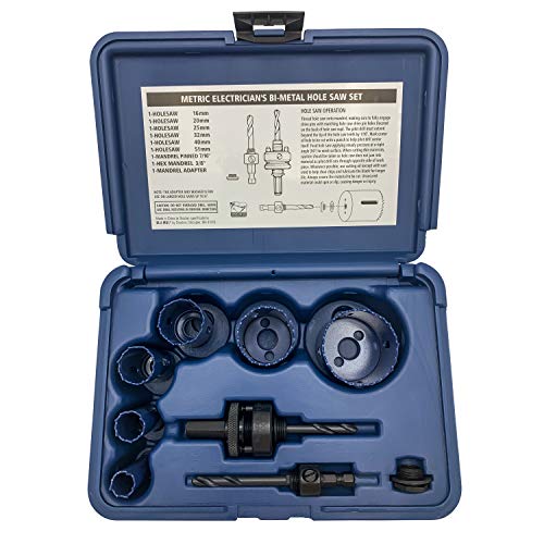 Disston E0103115 Boxed Blu-Mol Bi-Metal Hole Saw Kits, 9-Piece Electrician's Kit (metric)
