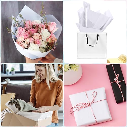 Image of White Tissue Paper for Gift Bags - 30 Sheets of White Wrapping Tissue Paper Bulk Packaging Paper for Weddings Birthday DIY Project Christmas Gift Wrapping Crafts Decor (14 x 20 Inch)
