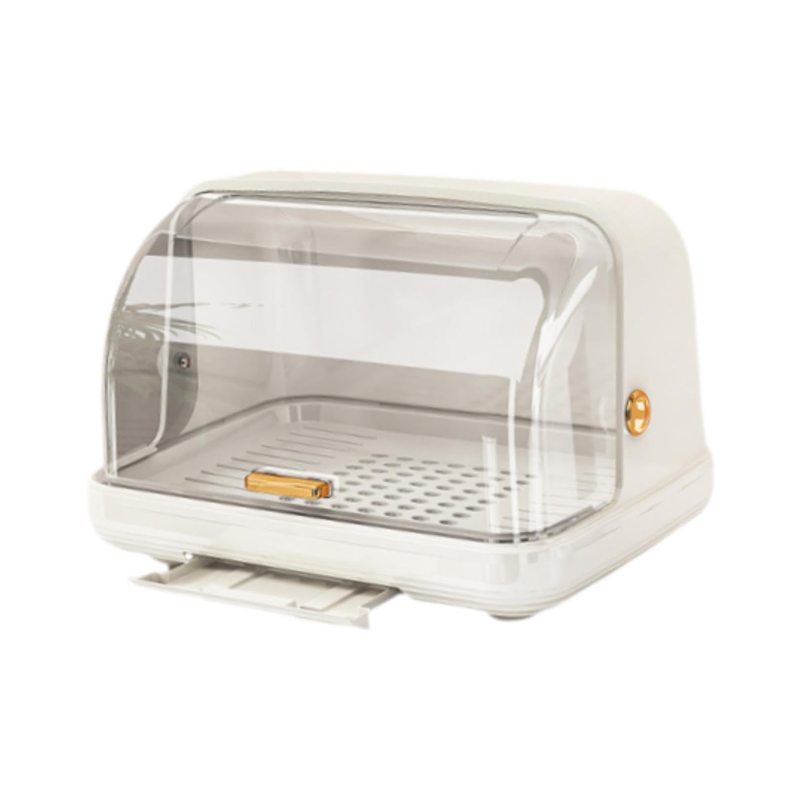Escurreplatos con Tapa Escurridor de Platos Estante Doble Organizador con Caja Porta Cubiertos Contenedor para Tazas PP Adecuado para, Blanco, Individual