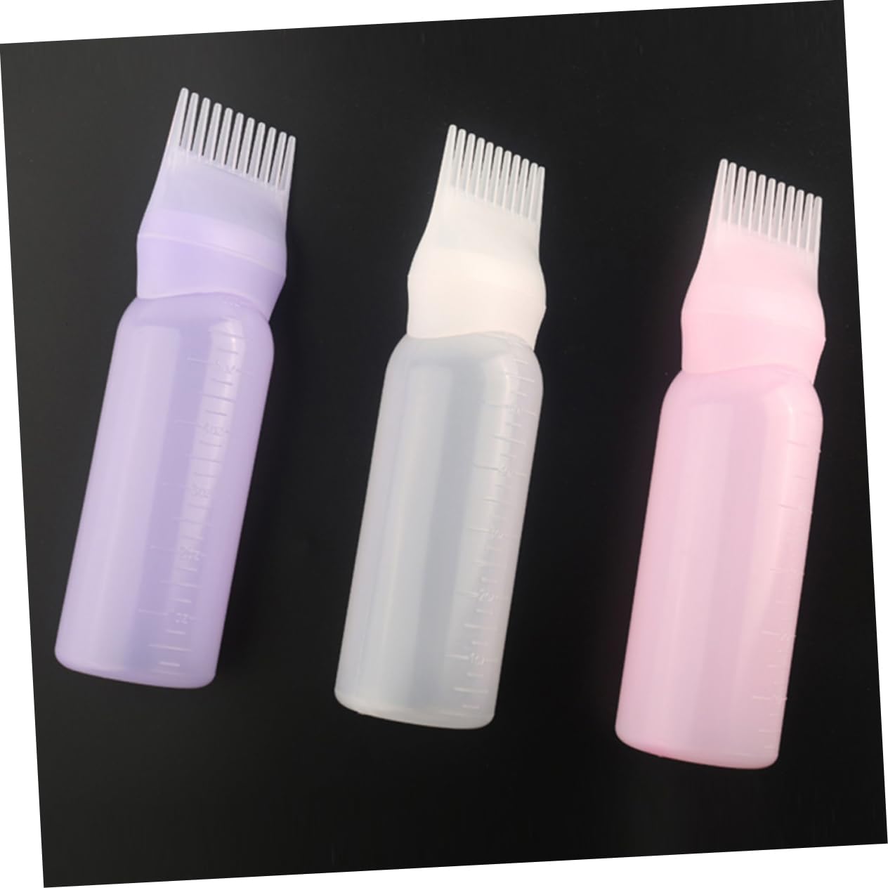 Housoutil 6pcs Hair Dye Bottle Applicator Comb White Precision Squeeze Bottle for Even Application of Hair Color for Salon Use and Home Dyeing