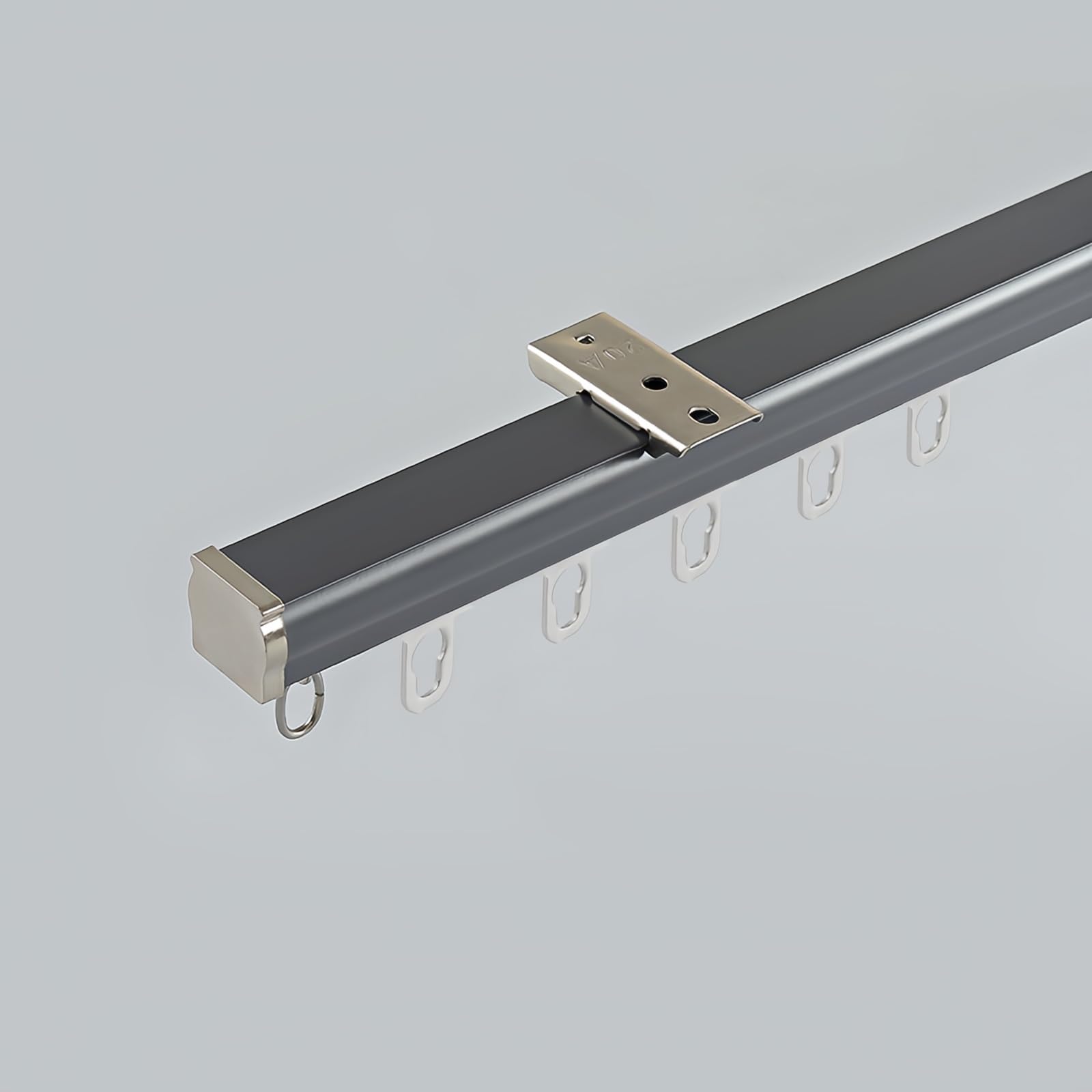Rail de rideau en aluminium robuste 420 cm au design gris épuré