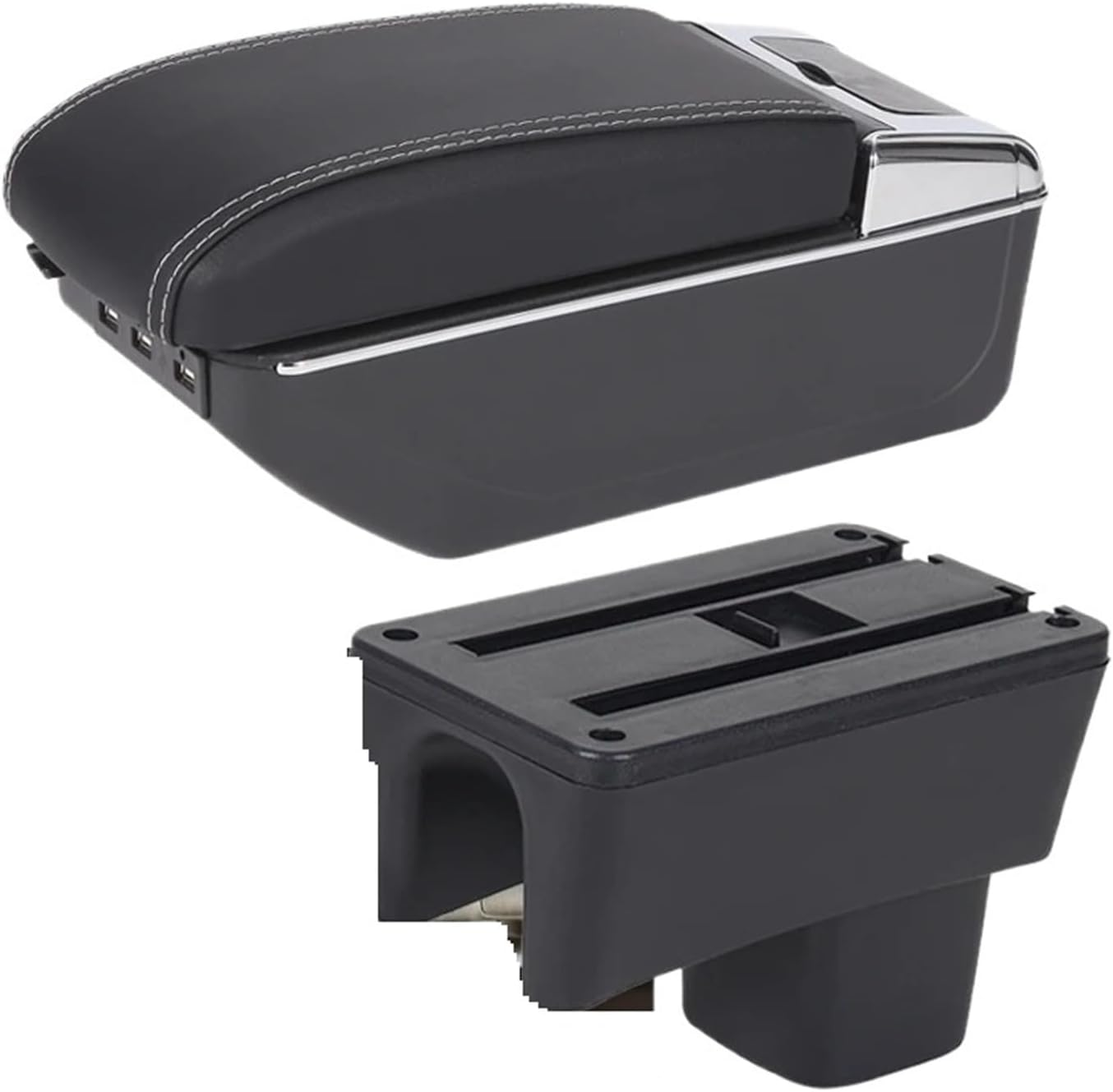 Automobile Armrest, for Suzuki, for Swift 2005-2025 Car Armrest Auto Storage Box Bracing Heighten Interior Central Console Storage Box(D2 Black line No USB)