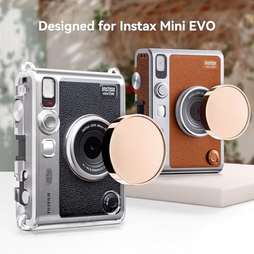 Tapa de lente MUZIRI KINOKOO para cámara instantánea Fuji Instax Mini EVO, cubierta premium de plástico con interior flocado y cuerda anti-pérdida — Dorado Champán miniatura 2