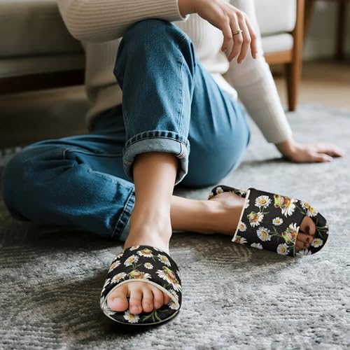 Fuzzy Slippers Warm Winter House Shoes Open Toe Cozy Slippers Slip-On Slide Sandals for Home Bedroom2