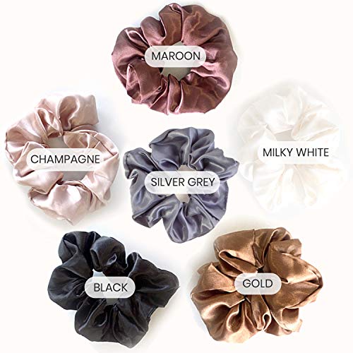 Vaga Cute Scrunchies For Hair 6 Colors Set, Our Hair Scrunchies Hair Elastics Ponytail Holder Pack Of Scrubchies Are Softer Then Hair Ties, A Satin Scrunchie Sruchies, Do Not Pull Or Snag Thick Hair #TOP2