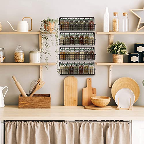 Zicoto Farmhouse Style Hanging Spice Racks For Wall Mount - Easy To Install Set Of 4 Space Saving Racks - The Ideal Seasoning Organizer For Your Kitchen #TOP7