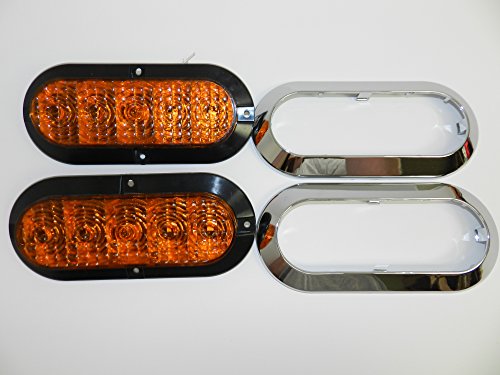 (2) Chrome 6" Oval Amber Led Stop Turn Tail Light Surface Mount Trailer Truck Rv Light, Usa Made With! (Two Lights) #TOP10