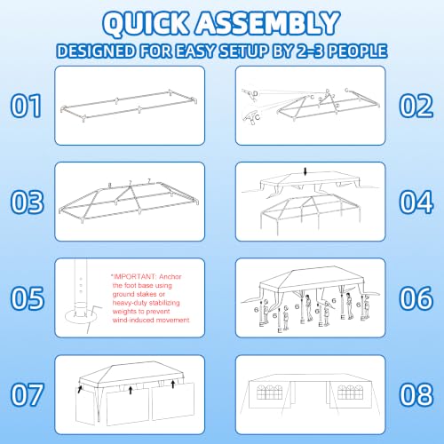 Image of 10x20 White Canopy Tent with 4 Removable Sidewalls and Windows, Waterproof Outdoor Party Gazebo Tent for Backyard Wedding Events BBQ Graduation