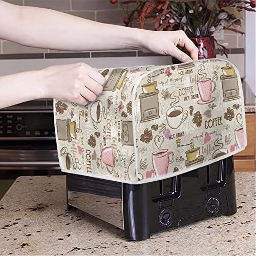 Image of Talayituse Coffee Theme 2 Slice Toaster Covers Dust Protection Bread Maker Covers Toaster Oven Cloth Cover Kitchen Accessories Washable Appliance Cover
