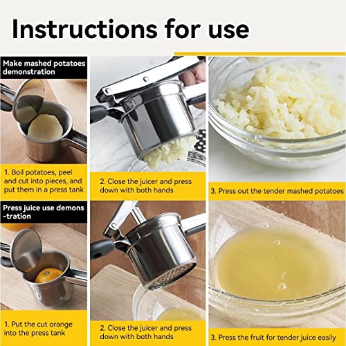 Potato Ricer,Stainless Steel Potato Masher,Ricer Kitchen Tool,Fruit And Vegetables Masher Food Ricer Press Strainer #TOP2