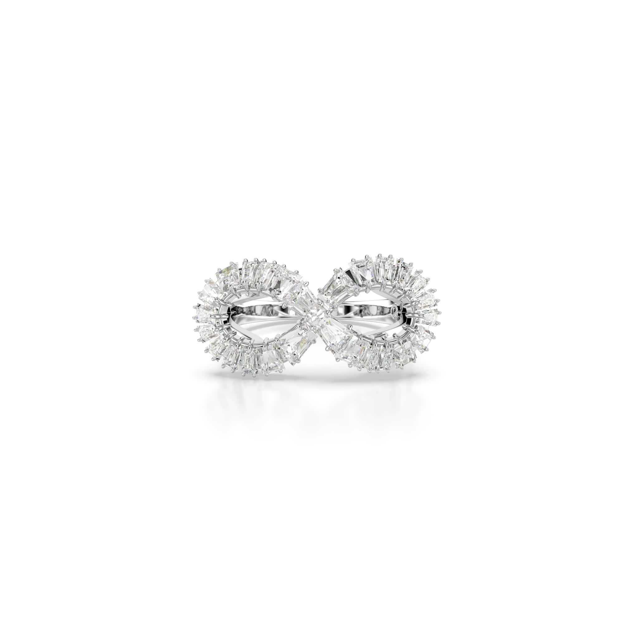 Swarovski Hyperbola cocktail ring, Infinity, White, Rhodium plated