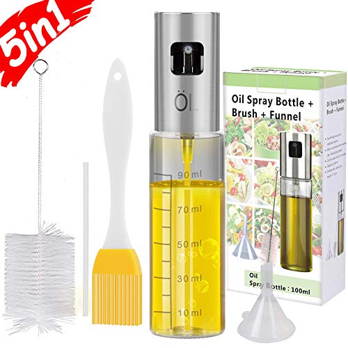 Olive Oil Sprayer Mister INVOKER Oil Dispenser Bottle 100ml, Premium Glass Oil Vinegar