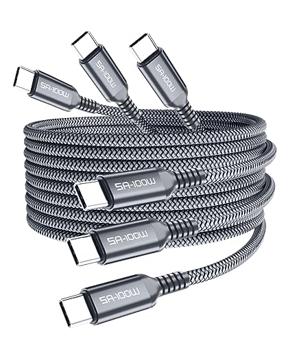 Elebase USB C to Type C 100W Cable 3Pack 3.3/6.6/10ft,Long Power Delivery Charging PD Charger Cord for MacBook Pro,iPad 10 Air 4 5 Mini 6 6th,15,Samsung Galaxy Note S21 S22 S23,A72 A73,Tab S8,iPhone