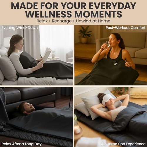 REVIIV FAR Infrared Sauna Blanket for Home - Portable Infrared Sauna for Full-Body Heat, Sauna Insert Towel Included - at-Home Personal Sauna for Relaxing Warmth & Daily Wellness