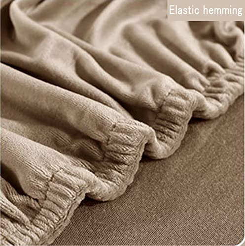 Housse de canapé en L en velours gris extensible pour angle 3+4 places - 5