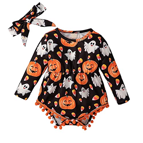 Regata infantil 3t Halloween Infantil Recém-nascido Bebê Meninas Manga Longa Bonito Desenho Animado