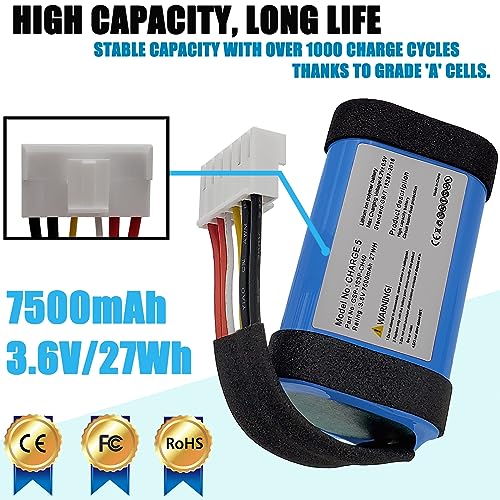 Batería de repuesto GSP-1S3P-CH40 de 7500 mAh compatible con JBL Charge 5 2