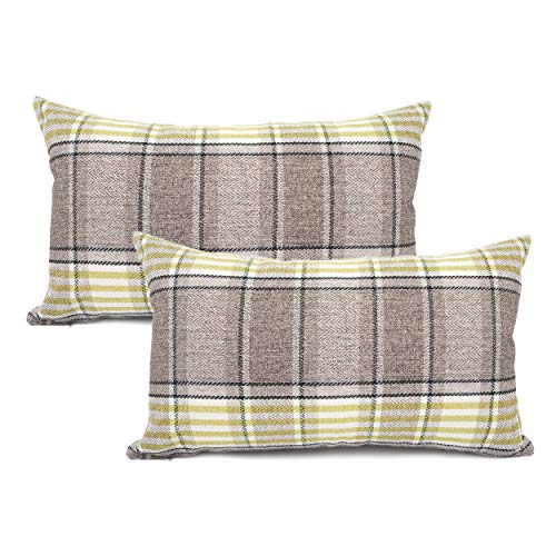 YOUR SMILE Retro Farmhouse Tartan Plaid Cotton Linen Square Decorative Throw Pillow Case Cushion Cover Pillowcase for Sofa 18 x 18 Inch, Set of 2 2 pieces,12''x20''