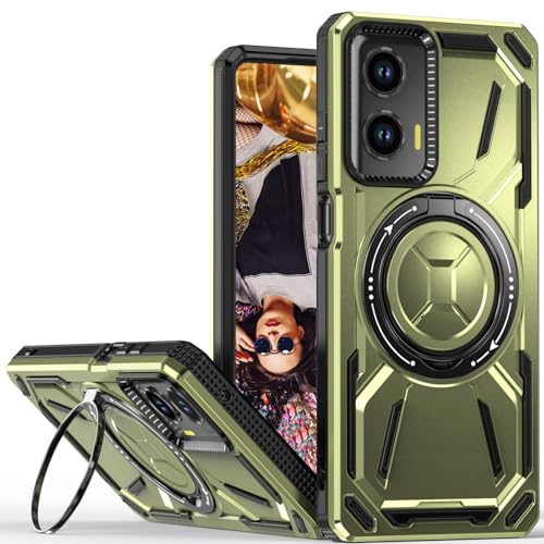 Ysnzaq Magnetic Case for Moto G Stylus (2024), [Support Wireless Charging] Military Grade Heavy Duty Shockproof Cover with Kickstand for Moto G Stylus (2024) HJJ Green