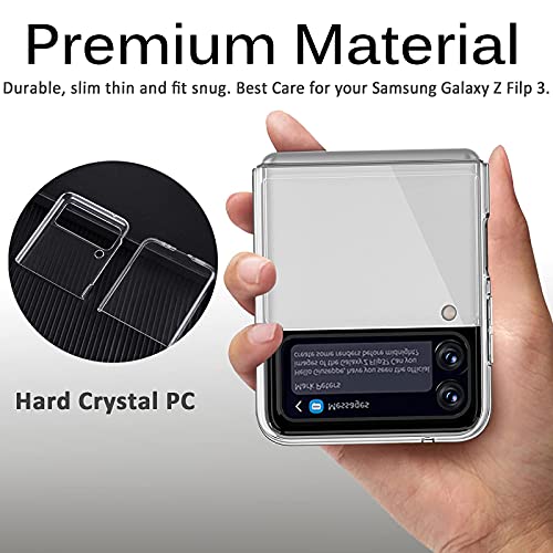 Miimall Compatible With Samsung Galaxy Z Flip 3 2021 Clear Case,Galaxy Z Flip 3 Case Ultra-Thin Crystal Hard Pc Bumper Anti-Scratch Waterproof Cover Case For Samsung Galaxy Z Flip 3 Flip 3 5G 2021 #TOP2