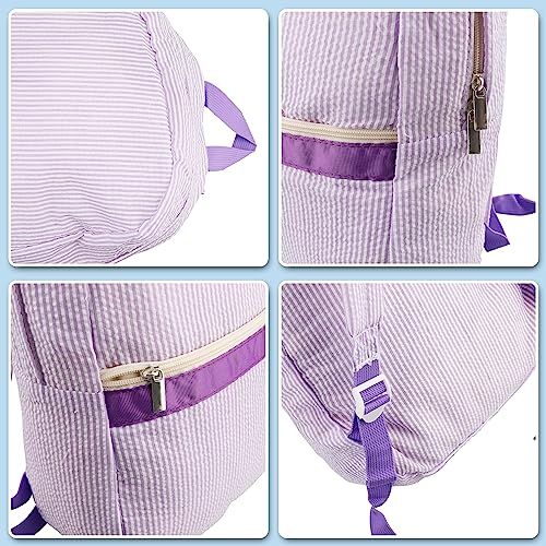 Personalized Backpack Embroidered Name Seersucker Preppy Backpack Aesthetic Backpack Cream Backpacks Mini Backpack3