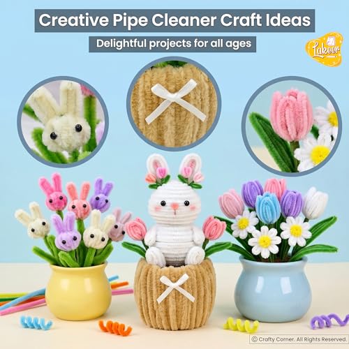 Image of Lakeer Pipe Cleaners 100 Pcs 7 Pastel Colors Chenille Stems for DIY Crafts Decorations Creative School Projects (6 mm x 12 Inch)