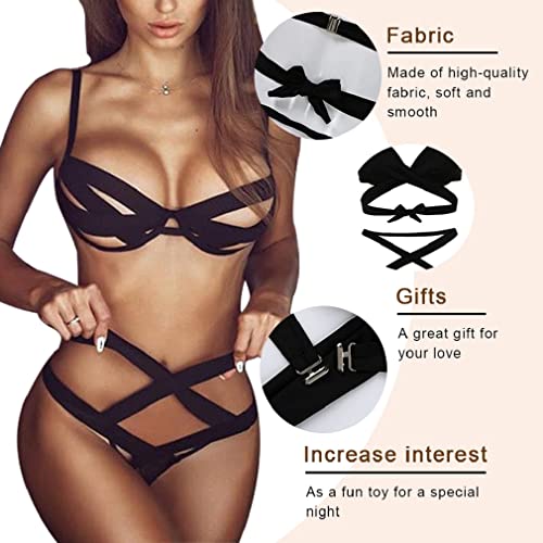 CheChury Dessous-Set Damen Sexy Reizwäsche Halfter Damen Negligee Babydoll Nachtwäsche Tiefer V-Ausschnitt Nachthemd… – Bild 3