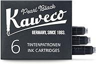 Kaweco Fountain Pen Ink Cartridges Pearl Black Pack of 6 | Premium Ink with Short Standard Cartridges in Black | Vegan Cruelty Free Water Soluble Calligraphy Lettering Writing