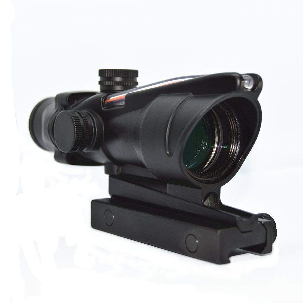 HWZ Tactical Hunting 4X32 ACOG Red or Green Fiber Chevron Reticle Optics Red or Green Illuminated Rifle Scope for Shooting