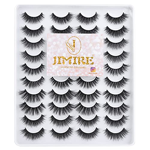 Jimire 20 Pairs False Eyelashes 5 Styles Cat Eye Lashes Pack Fluffy Natural Volume Faux Mink Lashes Packs #TOP6