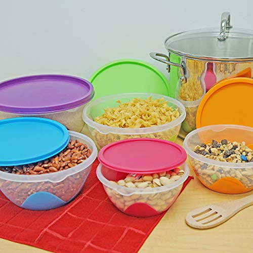 Nested & Stackable Bowl/Food Storage Containers, Silicone Plastic 5 Piece Multi-Purpose Set #TOP5