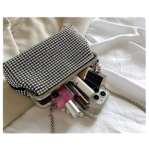 Abuyall Rhinestone Clutch Purses For Women Pearl Clutches Bags Kiss Lock Evening Handbags Formal Wedding Party Prom Silver-Pearl #TOP2