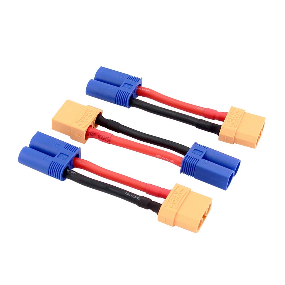 Cable adaptador EC5 a XT90 con silicona flexible 12awg para alta corriente en modelos RC 7