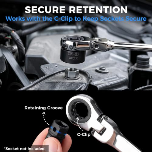 Image of 16.5 inch Long Flex Head Nano Socket Ratchet Wrench for 3 /8 inch Nano Sockets, 17mm